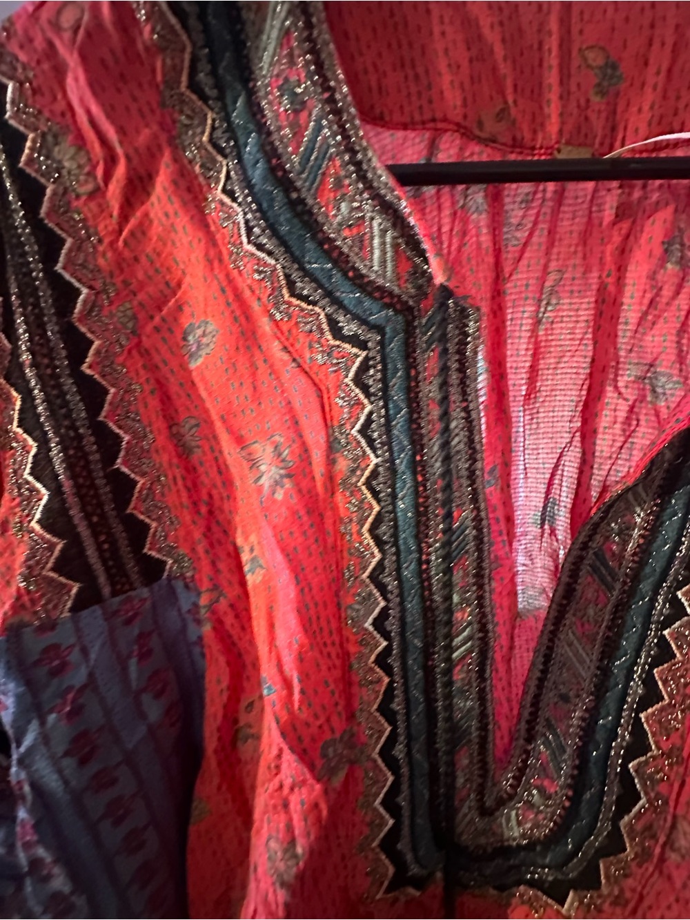 Free People Boho Embroidered Tassel Bell Sleeve Peasant Blouse Small S - Picture 10 of 10